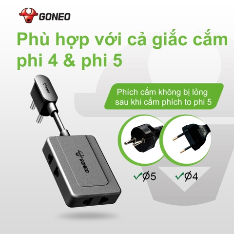 Ổ Chia Điện GONEO Z030R 2500W/10A- Chia 3 Tiện Lợi - Công Suất Cao