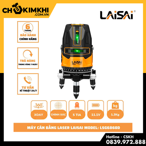 Máy cân mực laser 5 tia xanh Laisai LSG6860D