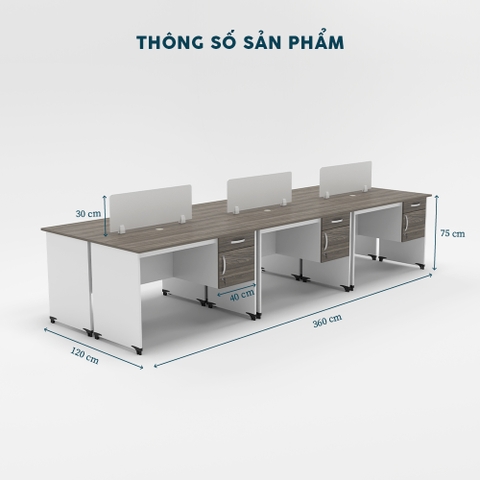 Cụm Bàn Làm Việc 6 Người CBNVY23-3612