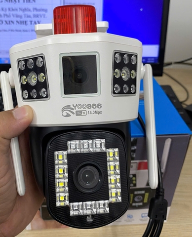 Camera IP wifi Yoosee 2 mắt 14.0MPx có đèn báo động đỏ 66C BAN ĐÊM CÓ MÀU [BH 6 THÁNG]