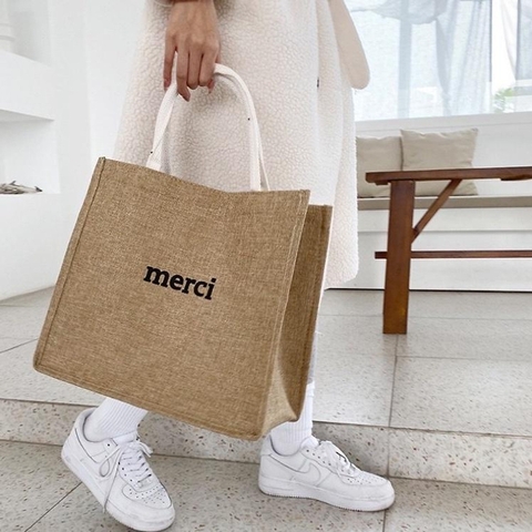 Túi Cói Đựng Đồ / Mỹ Phẩm Đi Du Lịch Đi Biển Merci Sang Chảnh - BC402 [BH: NONE] / pktn sale