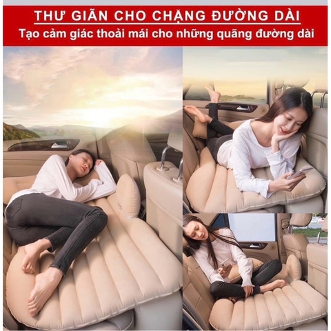 Nệm giường hơi trên xe hơi / ô tô mặt nhung siêu êm siêu mềm mịn, hàng cao cấp tặng kèm 2 gối nằm và máy bơm [BH: None]