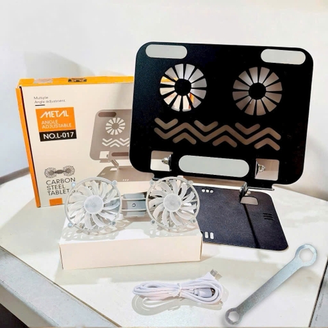 Giá đỡ máy tính bảng Laptop L017 size đại 26cm kèm quạt tản nhiệt xoay 360 độ