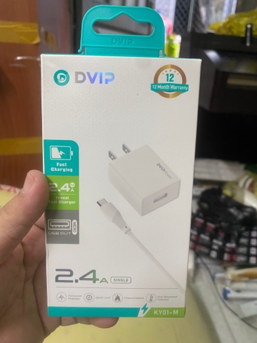 Bộ sạc nhanh 2.4A Dvip Micro KY01-M ( Cóc 1 cổng Usb, Cáp usb ra Micro, a-m) [BH: 6 tháng]