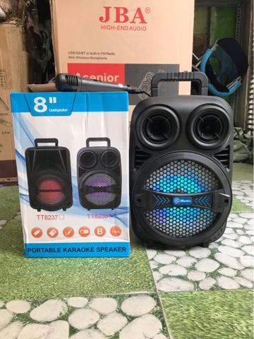 Loa bluetooth karaoke 8238 có đèn led, 2 tấc, tặng kèm 1 mic có dây [BH 6 tháng]