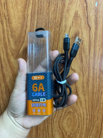 Cáp sạc nhanh 6A BYZ X97M Micro (usb ra micro, a-m) có bọc chống đứt chính hãng [BH: 3 THÁNG]