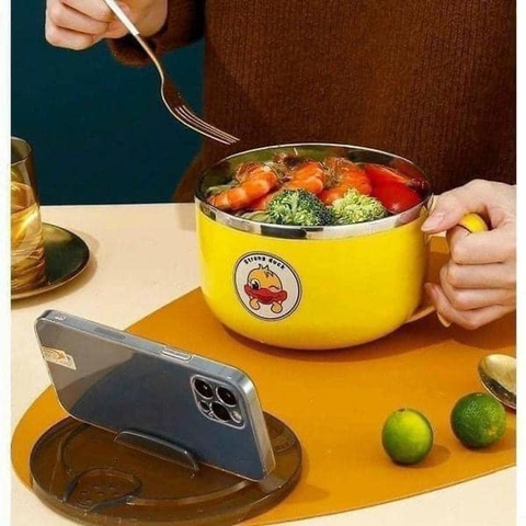 Ca úp mì, pha mì vịt vàng có nắp kiêm giá đỡ điện thoại [BH: NONE]