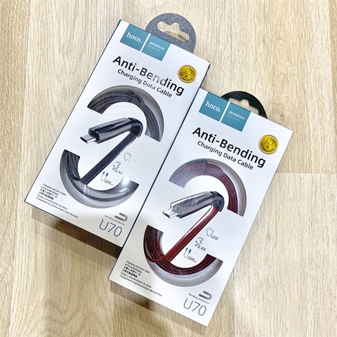 Cáp sạc nhanh samsung 2.4A HOCO U70 chui micro có led báo sạc chính hãng [BH 1 năm]
