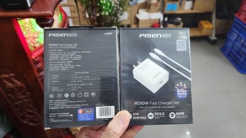 Bộ sạc nhanh 30w PISEN TS-C160 / C179 (c-l) kèm cáp pd type c ra iphone lightning 20w chính hãng [BH 6 tháng]