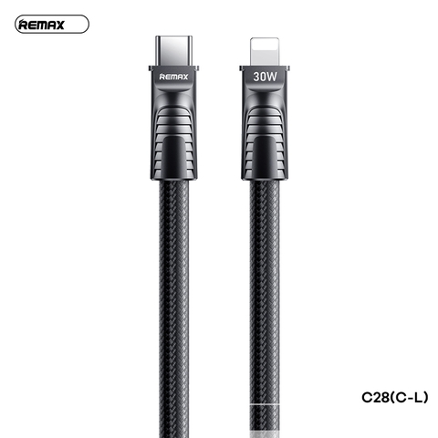 Cáp ngắn sạc nhanh 30W REMAX C28 (c-l) Type C ra iPhone Lightning dài 0.3M chính hãng [BH: 1 NĂM]