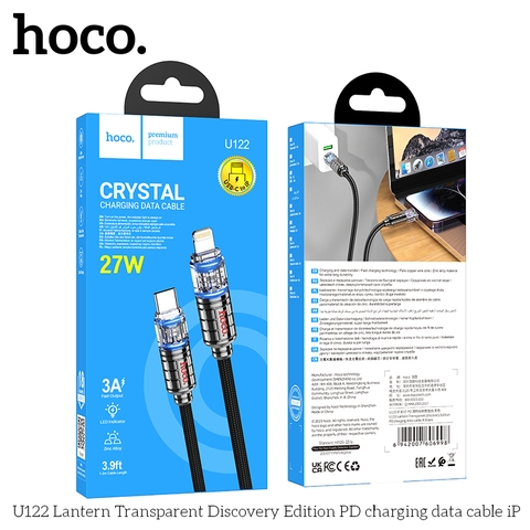 Cáp sạc truyền dữ liệu Hoco U122 Cho IP c-l cổng Type-C ra Lightning chính hãng  [BH 1 NĂM]