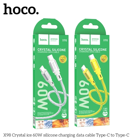 Cáp sạc truyền dữ liệu silicone băng tinh thể X98 (c-c) cổng Type-C to Type-C chính hãng [ BH 1 NĂM]