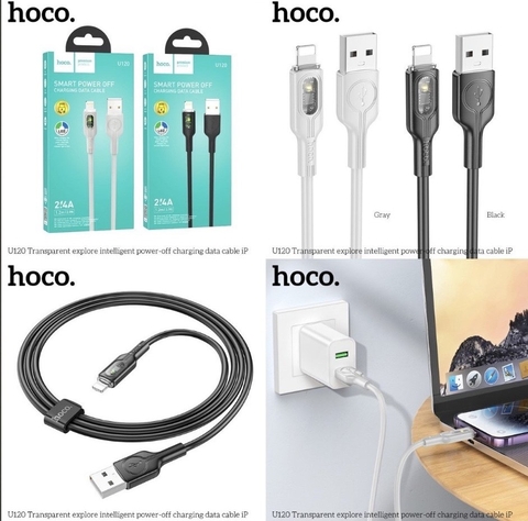 Cáp sạc tự ngắt 1.2m HOCO U120 ip cổng Lightning 2.4A Chính Hãng [BH 1 NĂM]