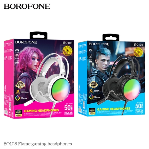Tai nghe có dây 3.5 chụp tai Gaming BOROFONE BO108 phích cắm USB + 3.5 dài 2M kèm mic headphone chính hãng [BH: 1 NĂM]