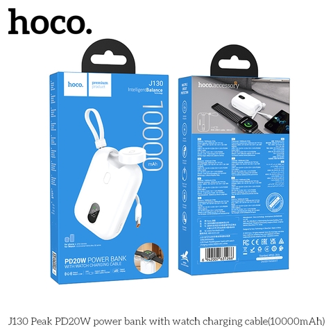 Pin sạc dự phòng Hoco J130 nhỏ gọn dung lượng 10.000mAh kèm cáp Type C, Có đèn LED chính hãng [BH: 1 NĂM]