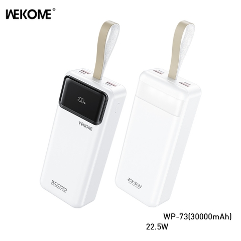 Pin sạc nhanh 22.5w Wekome WP-73 30.000mAh dự phòng QC3.0+PD 22.5W chính hãng [BH 1 Năm]