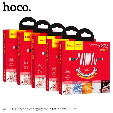 CÁP SẠC NHANH HOCO X21 PLUS USB RA SAMSUNG MICRO DÂY SILICON CHỐNG CHÁY DÀI 1M CHÍNH HÃNG [BH: 1 NĂM]