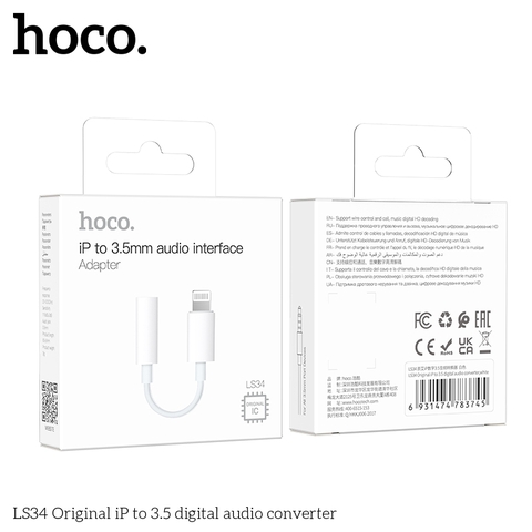 Bộ chuyển đổi âm thanh Hoco LS34 từ Iphone sang 3.5MM (ip-3.5) chính hãng  [BH 1 NĂM]