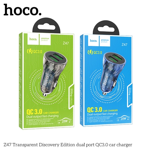 Tẩu sạc xe hơi Hoco Z47 QC3.0 2 cổng USB 20W Chính hãng [BH 1 NĂM]