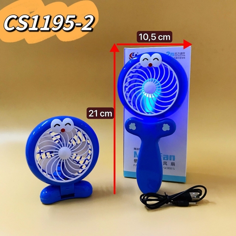 Quạt  cầm tay 1195-2CS  size 10.5x21cm, gấp gọn tiện lợi hình Mèo doraemon[BH 1 Tháng] / pktn sale