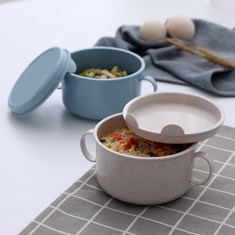 Bát ăn dặm LÚA MẠCH có 2 quai cầm kèm nắp đậy cho bé siêu tiện lợi ( không kèm muỗng) [BH: NONE] x201