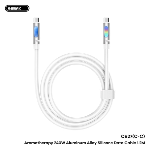 Cáp sạc nhanh 240w REMAX CB27 C-C cáp Type C ra Type C dài 1m2 kèm đèn led siêu đẹp