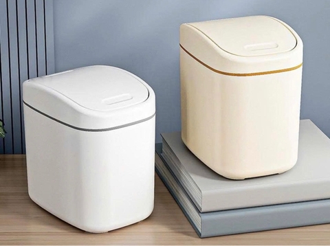 Thùng rác văn phòng tiện lợi để bàn thiết kế nắp lật [BH: None] 1l1