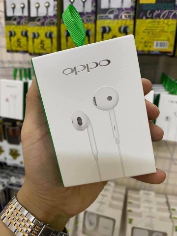 Tai nghe có dây 3.5 Oppo Zin hộp vuông trắng xanh có móc treo [BH 3 tháng] / pktn sale