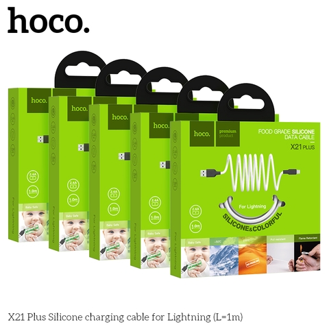 CÁP SẠC NHANH 3.0A HOCO X21 PLUS USB RA IPHONE DÂY SILICON CHỐNG CHÁY DÀI 1M CHÍNH HÃNG [BH: 1 NĂM]