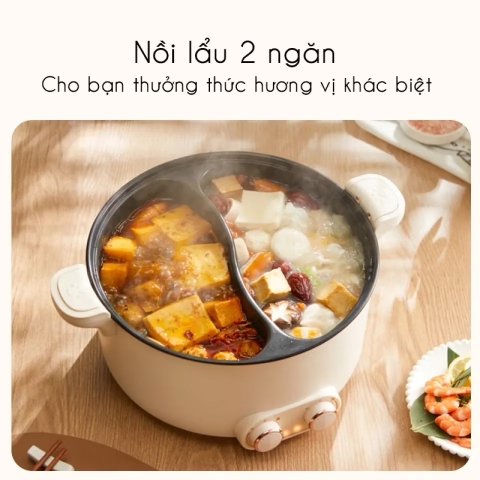 Nồi lẩu điện 2 ngăn UYÊN ƯƠNG Amazing AH,  2 nút điều chỉnh riêng biệt [BH: 1 TUẦN]