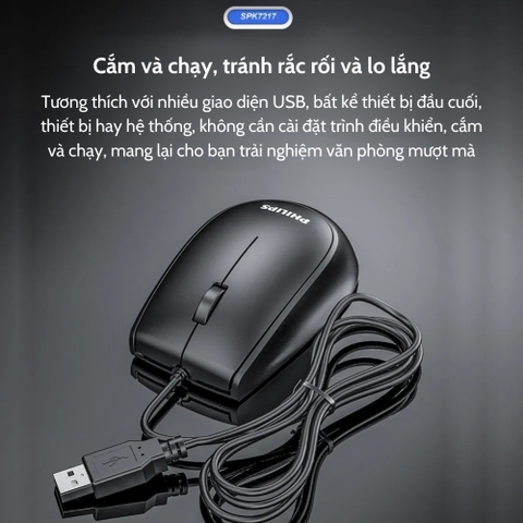 Chuột có dây Philips 7217 [BH: 3 tháng]