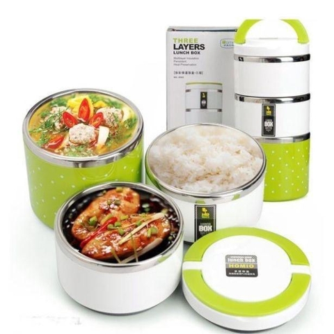 Camen/ Hộp đựng cơm giữ nhiệt 3 ngăn Lunch Box 1230ml [Bh: None]