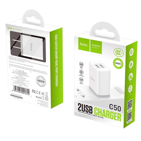 Cóc sạc nhanh 2 cổng usb HOCO C50 2.1A chính hãng [BH 1 năm]