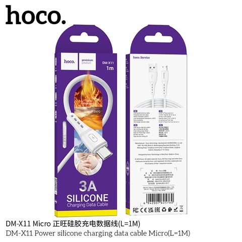 Cáp sạc nhanh 3A Hoco DM-X11 Micro (USB ra Samsung Micro) 1M dây dù chính hãng [BH 1 năm]