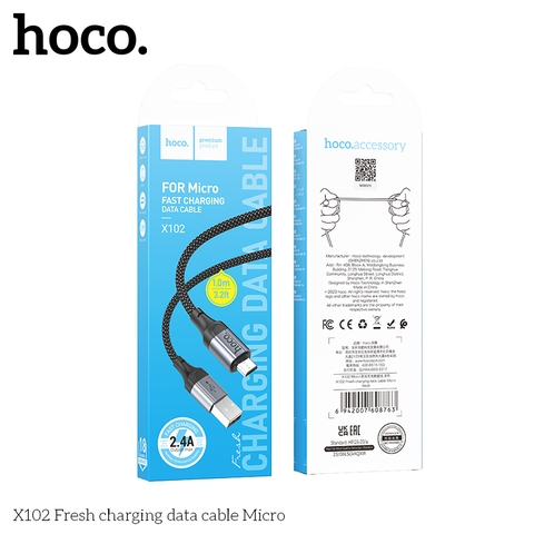 Cáp sạc nhanh Hoco x102 usb ra samsung micro 2.4A chính hãng [BH 1 năm]