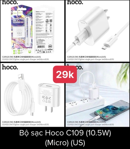 Bộ sạc 10.5W Hoco C109 micro US