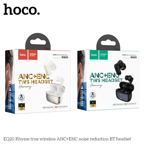 Tai nghe bluetooth giảm tiếng ồn HOCO EQ20 True Wireless V5.4 40mAh/400mAh ANC+ENC kiểu dáng airpods chính hãng [BH 1 NĂM]