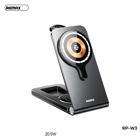 Đế sạc không dây 3in1 REMAX RP-W3 sạc cùng lúc điện thoại, airpods và đồng hồ thông minh apple watch chính hãng [BH 1 Năm]