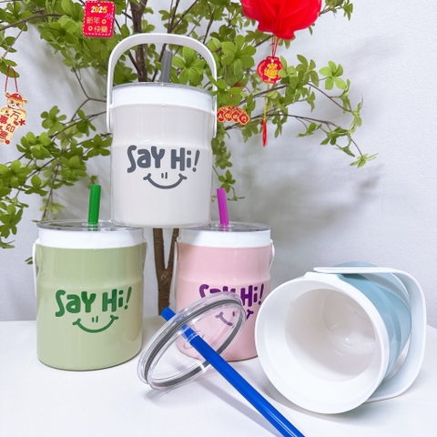 Bình 2025 đựng trà sữa, trà đá 1 lít có ống hút [BH: NONE]