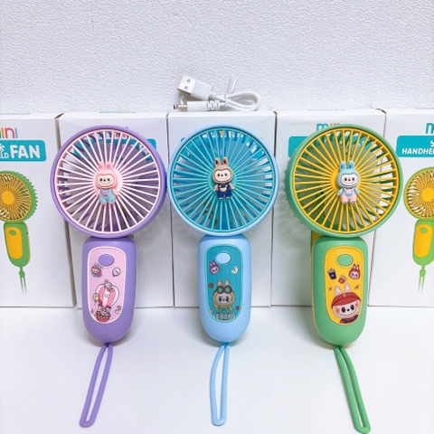Quạt cầm tay mini logo Labu có dây treo tiện lợi- MẪU/ MÀU SẮC NGẪU NHIÊN [BH: NONE]