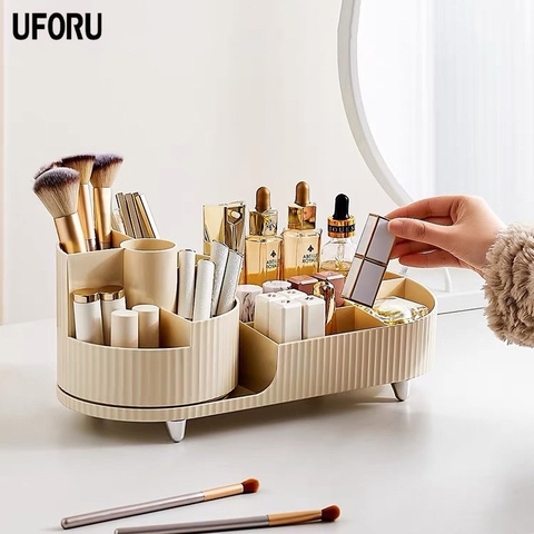 Kệ mỹ phẩm để bàn KIOTO 2 ngăn, 1 ngăn đứng 1 ngăn xoay 360 độ tiện lợi [BH: None]