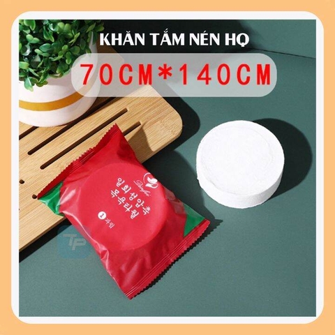 Khăn tắm du lịch dạng nén HQ size 70cm x 140cm bao bì đỏ [BH: NONE]