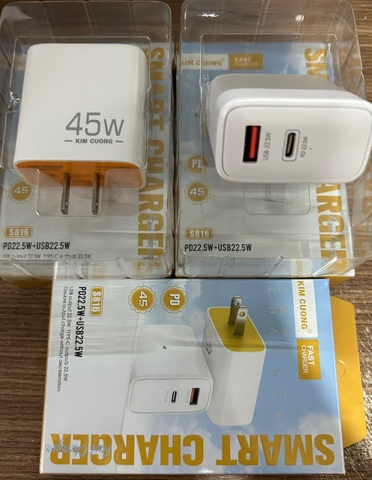 Cóc sạc nhanh Kim Cương S816 45W (1 cổng usb, 1 cổng type-c) [BH 6 THÁNG]