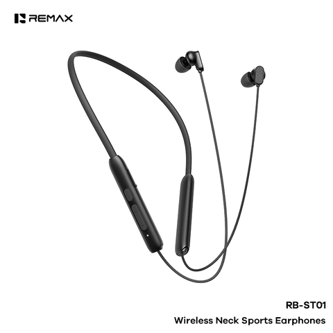 Tai nghe bluetooth REMAX RB-ST01 mẫu thể thao choàng cổ siêu tiện lợi bluetooth v6.0 pin 180mAh chính hãng