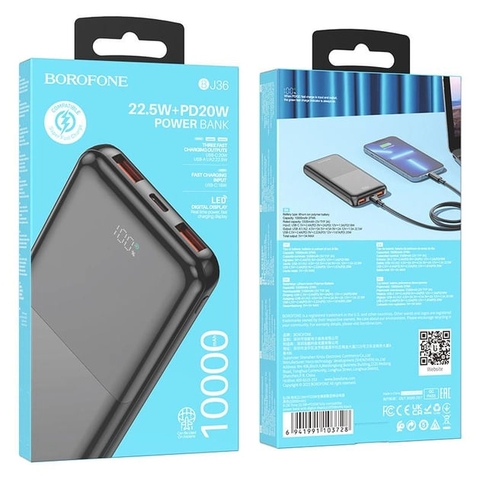 Pin sạc nhanh 22.5W Borofone BJ36 10.000mAh dự phòng chính hãng [BH 1 NĂM]