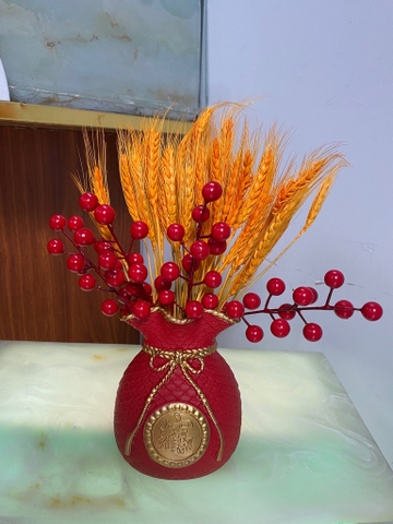 Bình hoa lúa mạch tài lộc may mắn, trang trí tết, decor [bh: none]