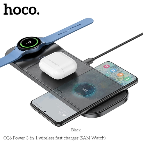 Đế sạc đa năng không dây 3in1 Hoco CQ6 sạc Đồng hồ thông minh, tai nghe, điện thoại chính hãng [BH: 1 NĂM]