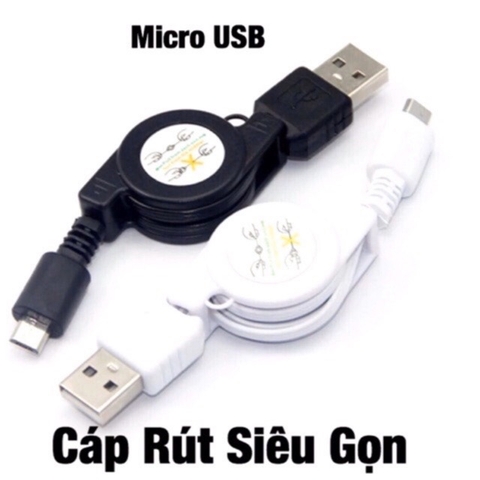 Cáp sạc samsung micro dây rút ngắn siêu gọn [BH 1 tuần] / pktn sale