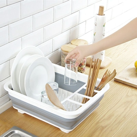Giá úp chén kiêm rổ gấp gọn thông minh nhà bếp