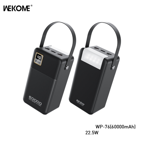 Pin sạc nhanh 22.5w Wekome WP-76 60.000mAh dự phòng QC3.0+PD 22.5W chính hãng [BH 1 Năm]
